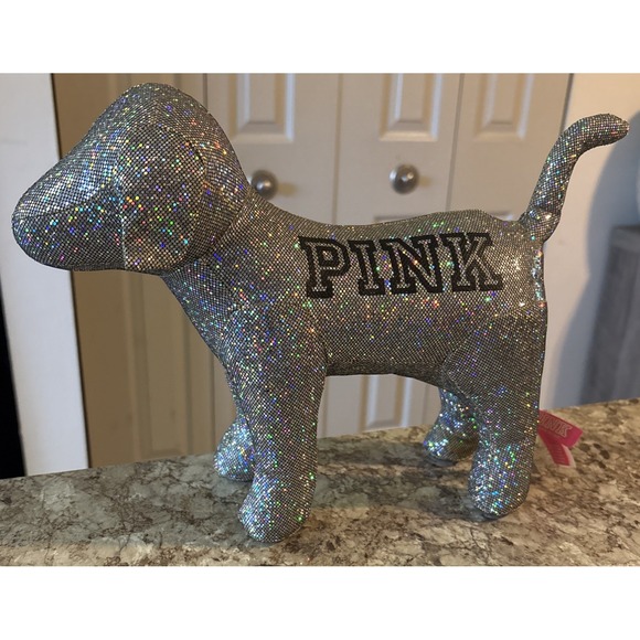 Pink Coconut Boutique Other - 2017 Victoria's‎ Secret Pink Iridescent Glitter Bling Collectible Giant Mini Dog